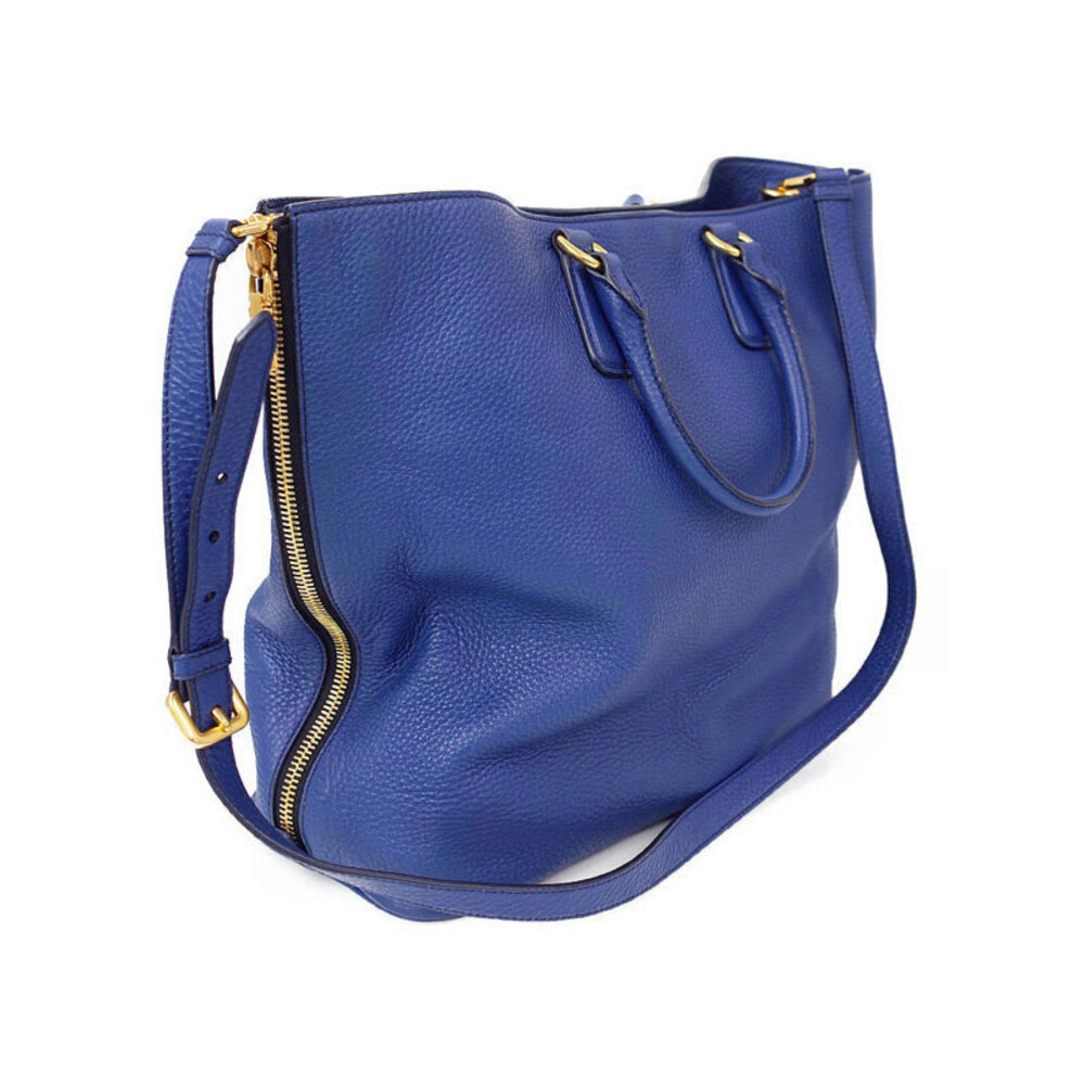 Prada Vitello Daino leather shopping tote bag Blue - Picture 2 of 9